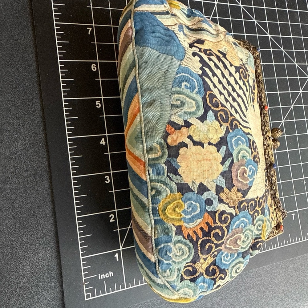 Antique Rare Chinese Woven Kesi Evening Hand Bag Gilt Coral Lapis - Picture 7 of 9